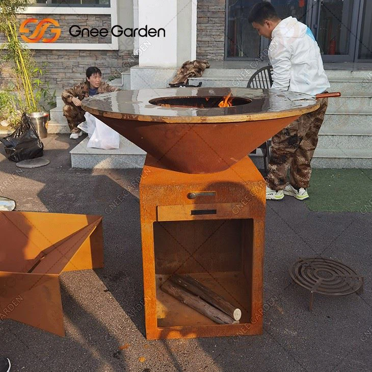 Corten Steel Fire Pit Bonfire Burner Fire Pit BBQ Portable BBQ Grill Wood Burning Brazier
