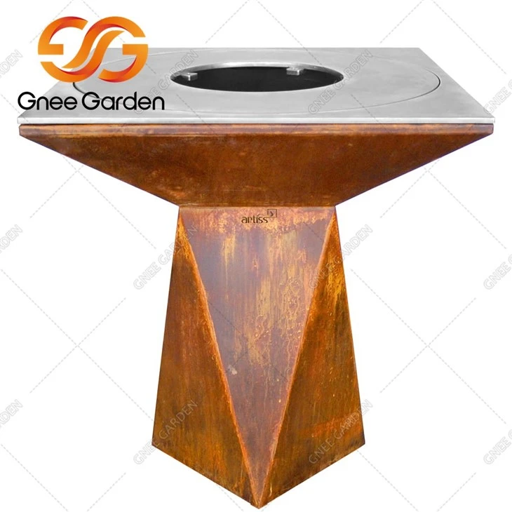 corten steel garden fire pit bbq2