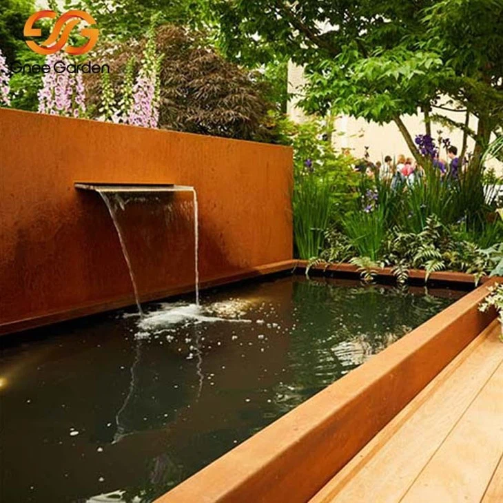 Corten Steel Free Standing Pond Wall