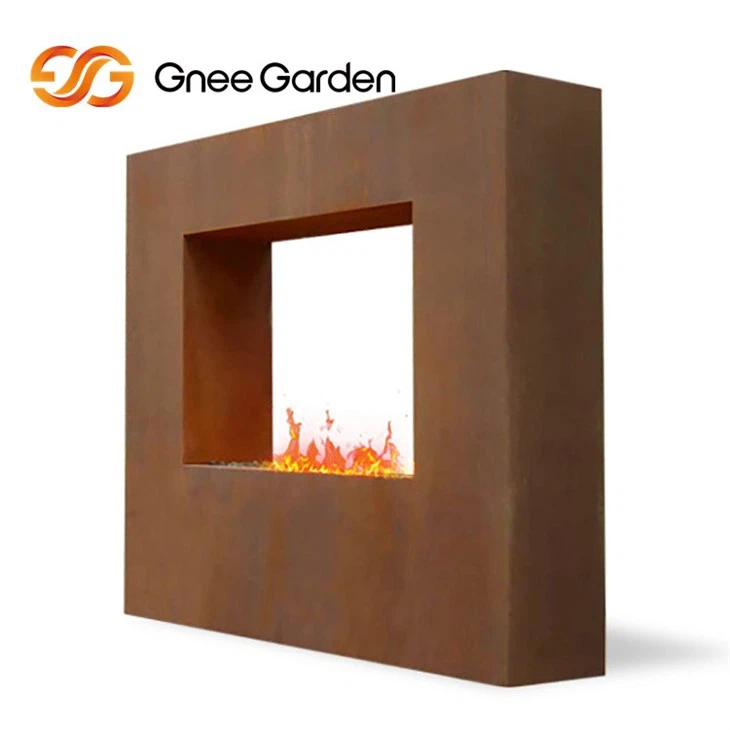 Corten Steel  Fireplace Square
