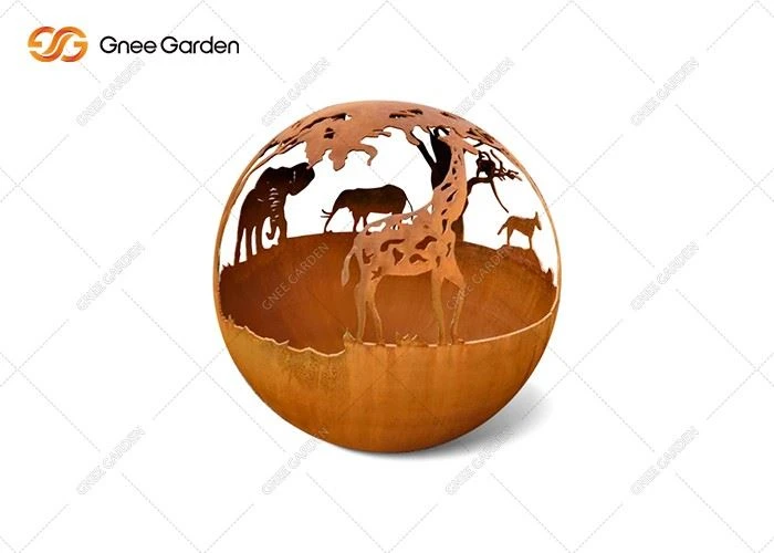 Creative Customized Corten Steel Sphere Rust Ball Corten Fireball Corten Steel