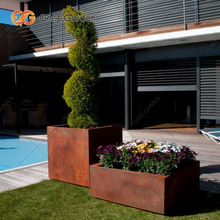 Cube Corten Steel Metal Plant Containers