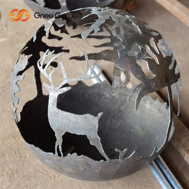 Garden Decorate Corten Steel Fire Pit Sphere For Garden Heating