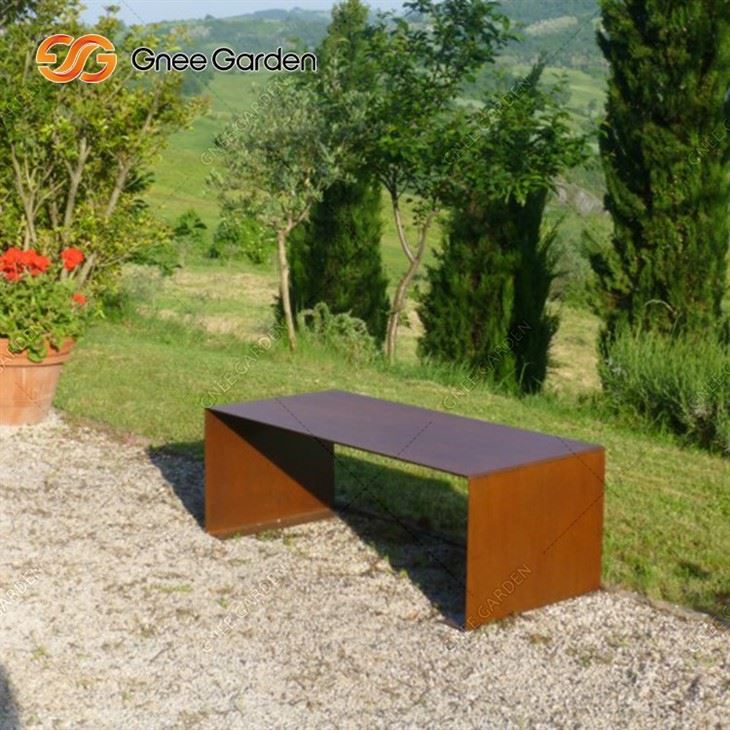 Laser-cut Steel Bench Corten Steel Rusted Steel