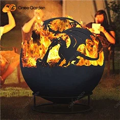 Φωτιά Σφαίρα Σκουριά Μέταλλο Corten Ατσάλι Φωτιά Λάκκος