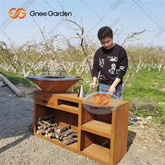 Στρογγυλές ψησταριές μπάρμπεκιου από χάλυβα με κάρβουνο και ξύλο