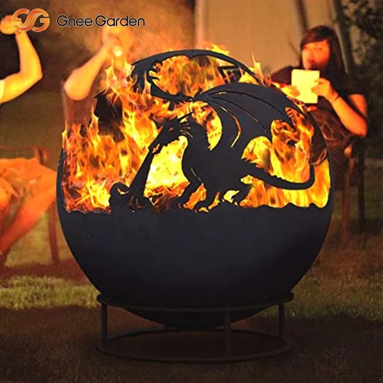 Corten Fire Sphere Roaring Dragon Cow